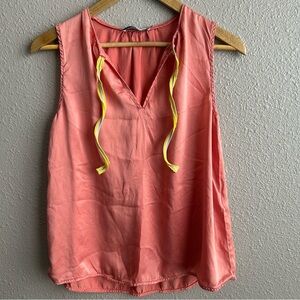 0039 Italy Coral Pink Sleeveless‎ V-neck blouse shirt